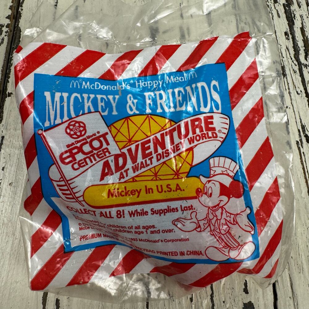 McDonald's Happy Meal Toy Mickey in U.S.A Epcot Adventure Walt Disney 1993 NOS